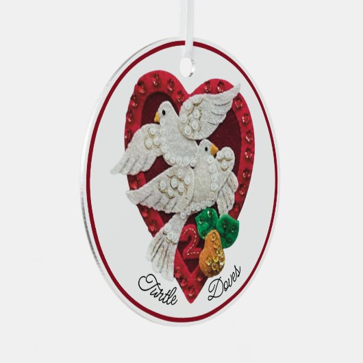 12日のクリスマス2亀の鳩名前をカスタムする私 メタルオーナメント (正面右)