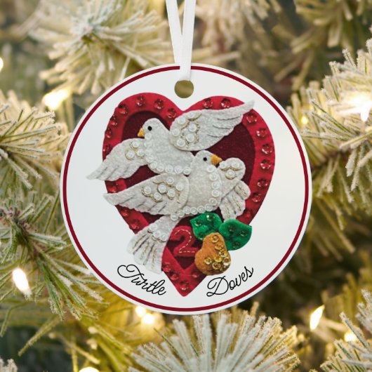 12日のクリスマス2亀の鳩名前をカスタムする私 メタルオーナメント (インサイチュ)