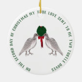 12日のクリスマス2羽のカメの鳩 セラミックオーナメント (裏面)
