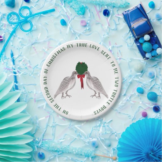 12日のクリスマス2羽のカメの鳩 ペーパープレート (パーティー)