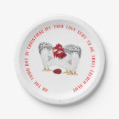 12日のクリスマス3羽のフランスのな雌鶏 ペーパープレート (正面)