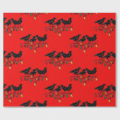 12日のクリスマス4匹のコールバード ラッピングペーパー (フラット)