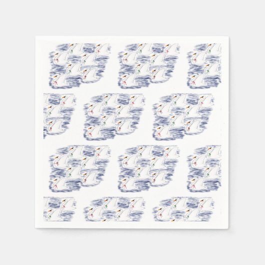 12日のクリスマス7スワンA – スイミング スタンダードカクテルナプキン (正面)