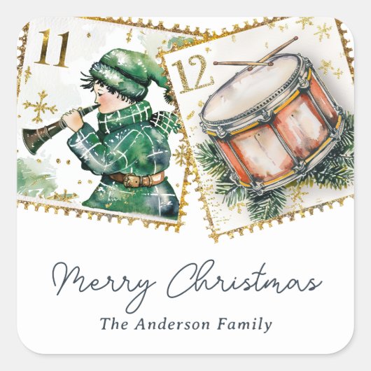 12日のクリスマス スクエアシール (正面)