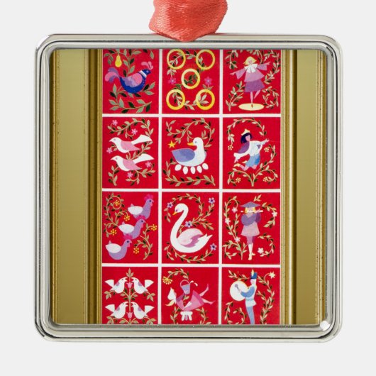 12日のクリスマス、伝統的なキャロル メタルオーナメント (正面)