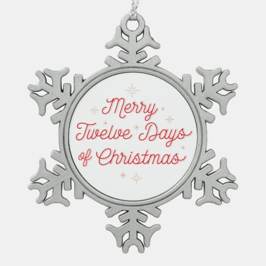 12日のクリスマス/雪片オーナメント スノーフレークピューターオーナメント (正面)