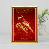 12日のクリスマス、鳥を呼ぶ 箔シーズンカード (立ち正面)