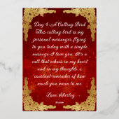 12日のクリスマス、鳥を呼ぶ 箔シーズンカード (裏面)