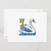 12日のクリスマス- 7羽の白鳥の水泳 シーズンポストカード (正面/裏面)