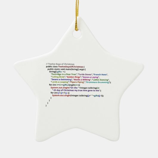 12日のジャワおよび大蛇のクリスマス セラミックオーナメント (正面)