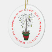 12日のナシ木のクリスマスのヤマウズラ セラミックオーナメント (左)