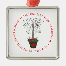 12日のナシ木のクリスマスのヤマウズラ メタルオーナメント