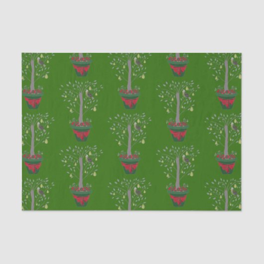 12日のナシ木のクリスマスのヤマウズラ 薄葉紙 (正面)