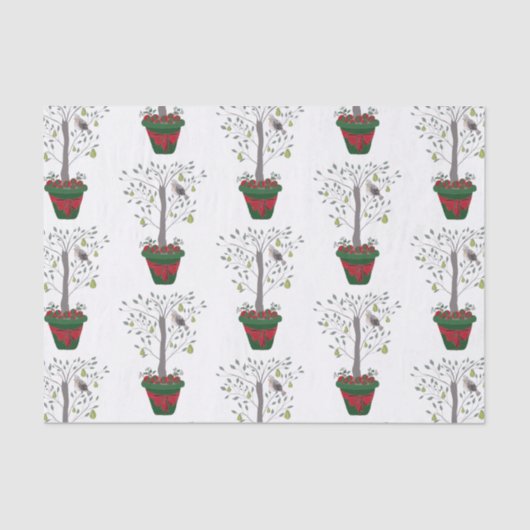 12日のナシ木のクリスマスのヤマウズラ 薄葉紙 (正面)