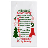 12日のローラーのダービーのクリスマス、ローラースケートで滑る スモールペーパーバッグ (裏面)