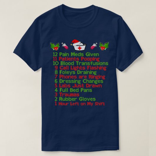 12日の介護Nursemas Christmas Gift for Nu Tシャツ (デザイン正面)