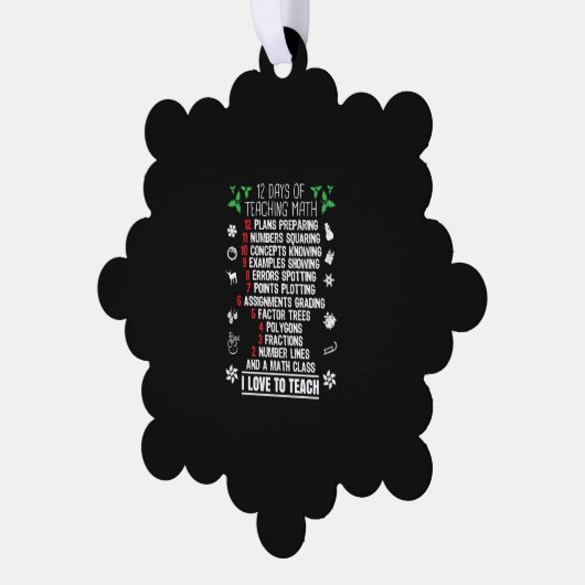 12日の数学教え先生クリスマスプレゼント オーナメントカード (左)