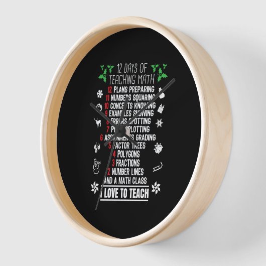12日の数学教え先生クリスマスプレゼント 壁時計 (傾斜)
