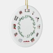 12日の赤および緑の円のクリスマス セラミックオーナメント (右)