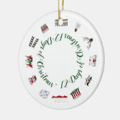 12日の赤および緑の円のクリスマス セラミックオーナメント (左)