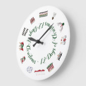 12日の赤および緑の円のクリスマス ラージ壁時計 (傾斜)