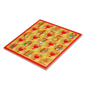 12日の金ゴールドのハートとのクリスマスの民芸 タイル (側面)