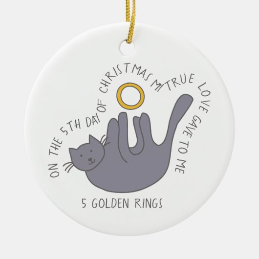 12日のCatmas 5ゴールデンリングや輪猫写真 セラミックオーナメント (正面)