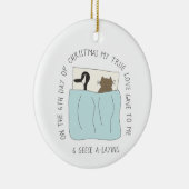 12日のCatmas 6ガチョウ置く猫の写真 セラミックオーナメント (右)