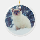 12日のCatmas 6ガチョウ置く猫の写真 セラミックオーナメント (裏面)