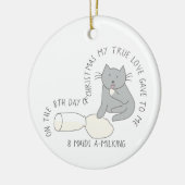 12日のCatmas 8 Maids-a-milking Cat写真 セラミックオーナメント (左)