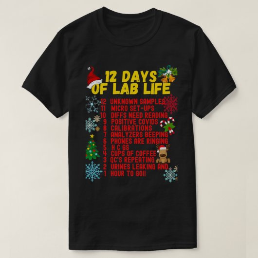 12日のLAB LIFE CHRISTMAS MEDICAL LAB S Tシャツ (デザイン正面)