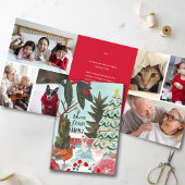 12日クリスマスフランスの3ヘンフォトホリデー 三つ折り招待状