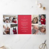 12日クリスマスレッドクラシックフォトホリデー 三つ折り招待状 (内部)