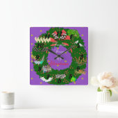 12日ズオブクリスマスホリデーテーマ スクエア壁時計 (ホーム)