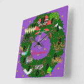 12日ズオブクリスマスホリデーテーマ スクエア壁時計 (傾斜)