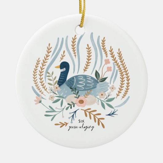 12日ズオブクリスマスホリデー伝統的ガース セラミックオーナメント (正面)