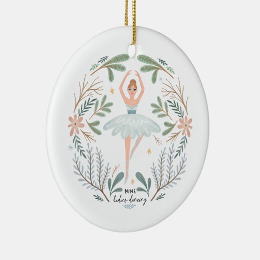 12日ズオブクリスマスホリデー伝統的レディ セラミックオーナメント (右)