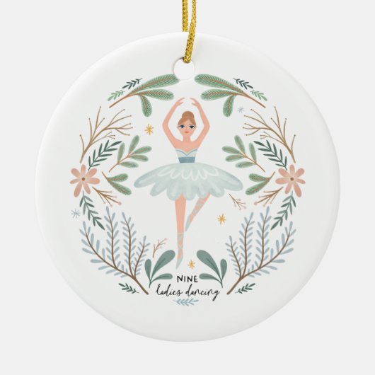 12日ズオブクリスマスホリデー伝統的レディ セラミックオーナメント (正面)