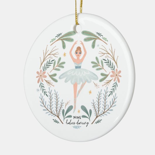 12日ズオブクリスマスホリデー伝統的レディ セラミックオーナメント (左)