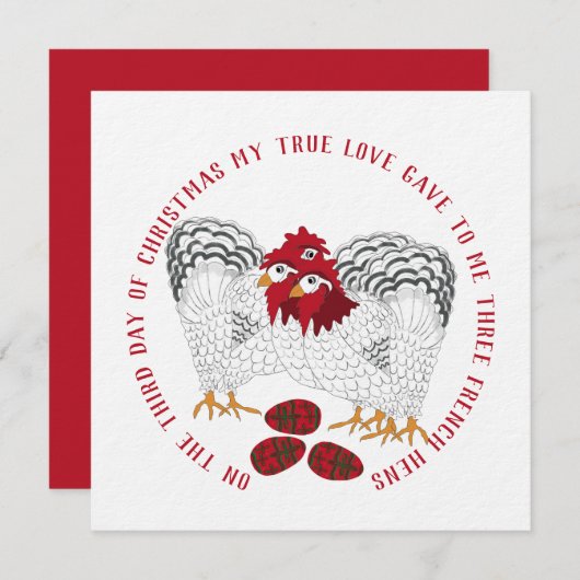 12日間のクリスマス・キャロル 3羽のフランスの雌鳥 シーズンカード (正面/裏面)