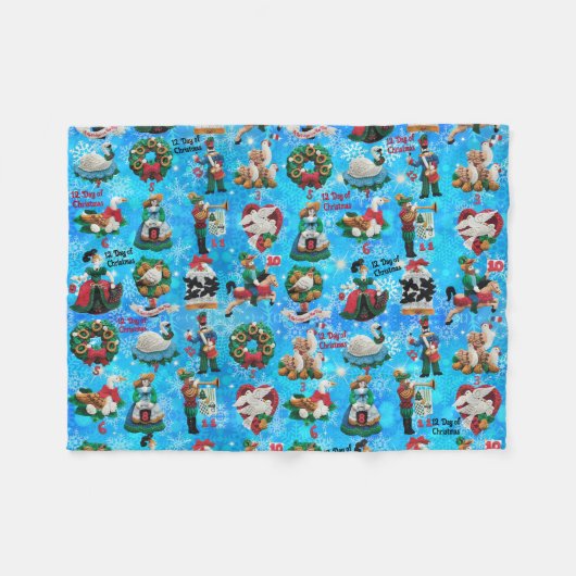 12日間のクリスマス 手作りフェルトオーナメント 子ども フリースブランケット (正面(横))