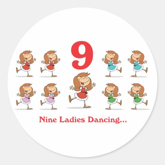 12日間のダンスを踊る9人の女性たち ラウンドシール (正面)