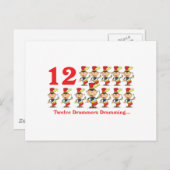 12日12人のドラマーをドラムで打つ ポストカード (正面/裏面)