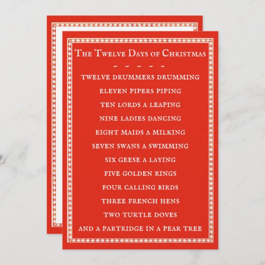 12日LYRICS 5x7フラットカード/赤 (正面/裏面)