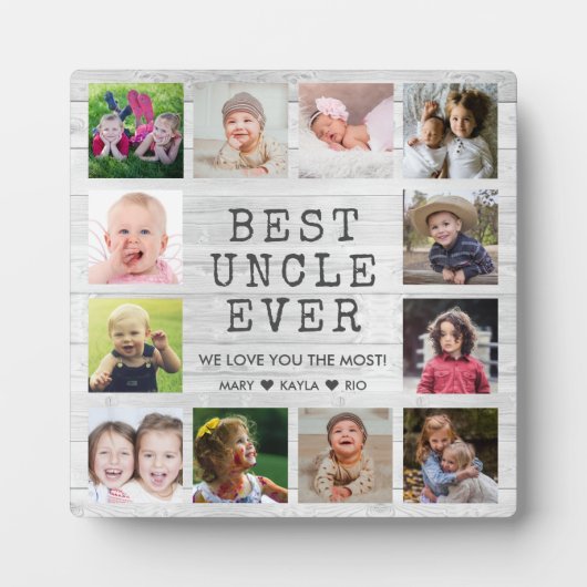 12最高の枚のフォトコラージュ灰色の白木 フォトプラーク (正面)