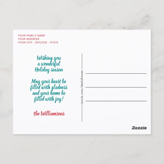 12月おもしろい冬季エグノグ引用文ワード ポストカード (裏面)