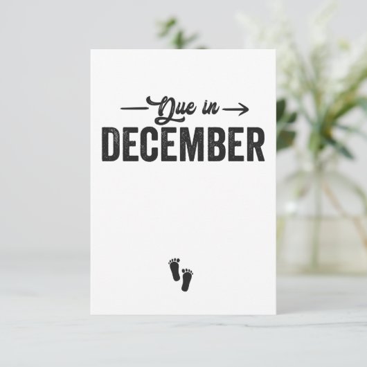 12月に支払いベビー発表の妊娠ギフト サンキューカード (スタンド正面)