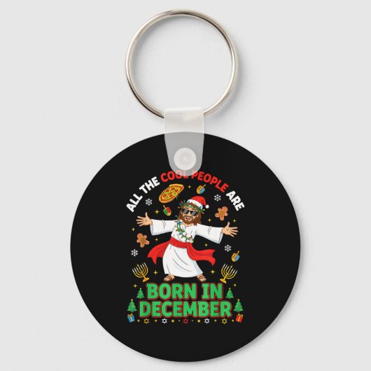 12月に生まれたクールな人 Christmas Jesus B キーホルダー (正面)