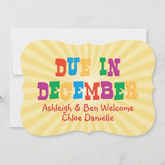 12月に生まれる予定 案内状 (正面)