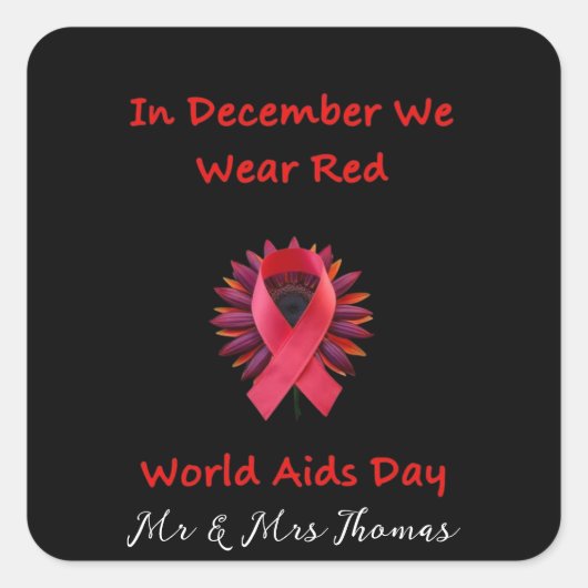 12月に私たち衣服レッドユナイトの世界エイズの日 スクエアシール (正面)
